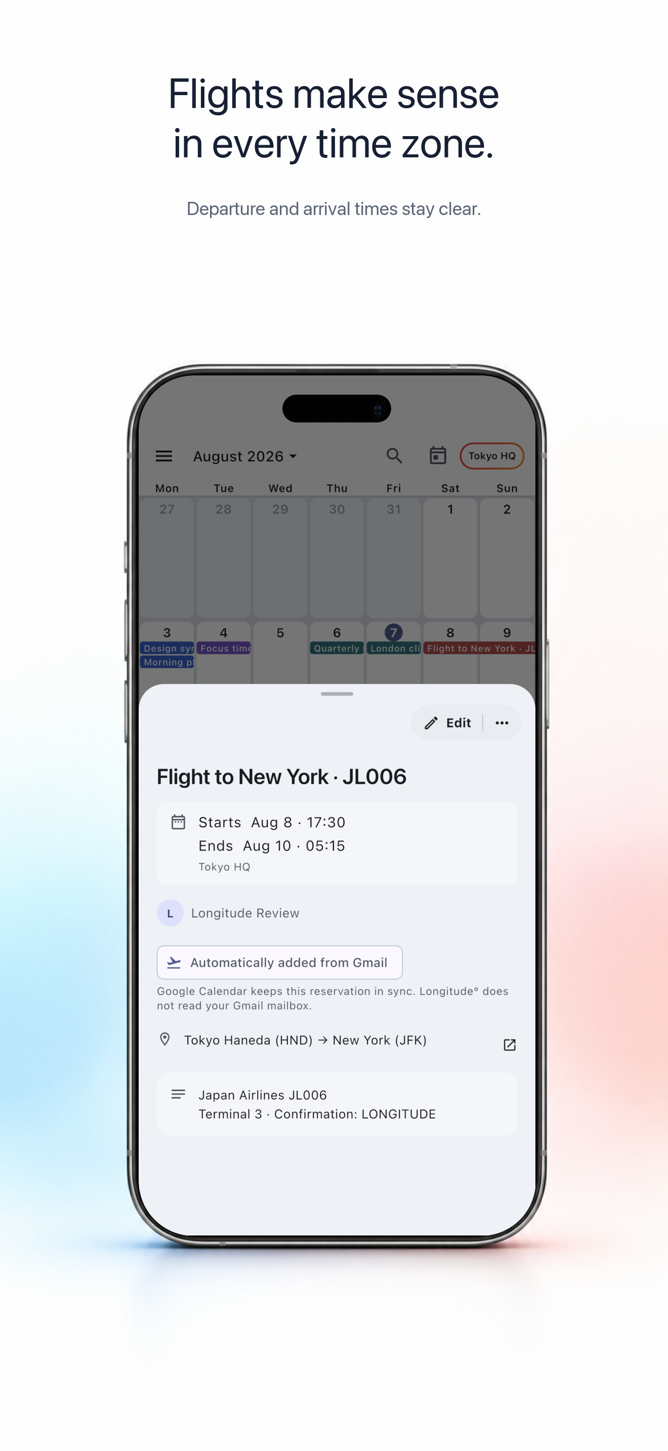Flight event details on iPhone